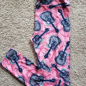 Lularoe Pink Guitar Leggings OS